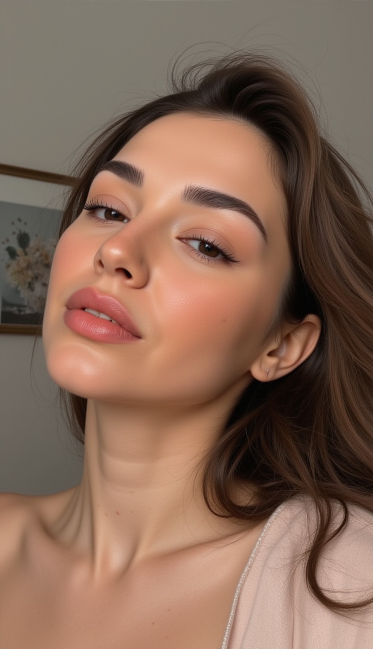 Merbeyy, selfiestyle, at home, close-up, three-quarter view, head tilted right, hair flowing